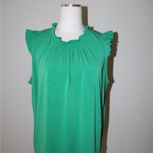 Adrianna Papell Emerald Ruffle Blouse